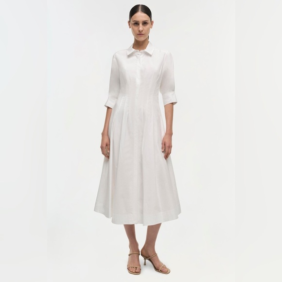 Jonathan Simkhai Signature Jazz Midi Shirt Dress White - Picture 1 of 14